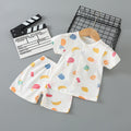 Baby short-sleeve set, pure cotton summer outfit, infant short-sleeve cardigan, newborn loungewear, lightweight children's pajamas
