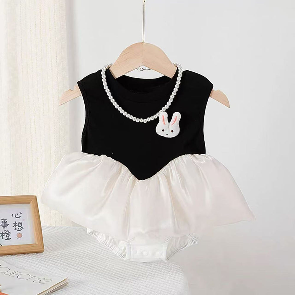 Newborn & infant baby girl summer outfit: adorable romper with princess cake skirt - fresh & sweet one-piece
