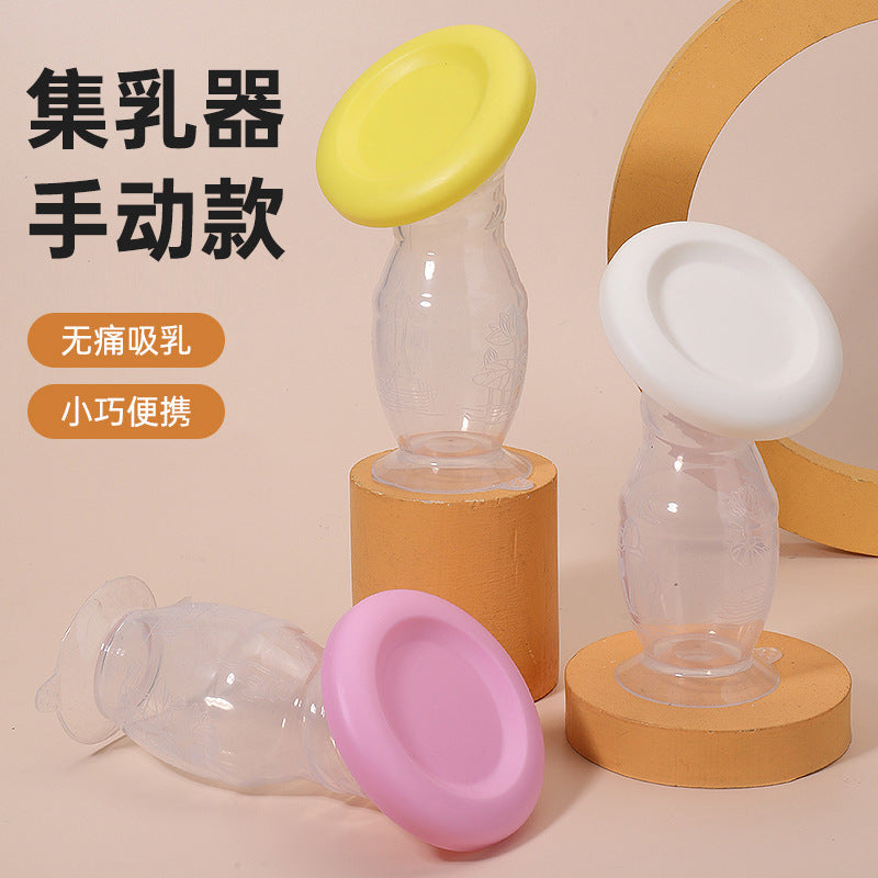 English boxed new model with suction cup milk collector, manual milk leakage breast milk collector, portable suction cup bottom full silicon
