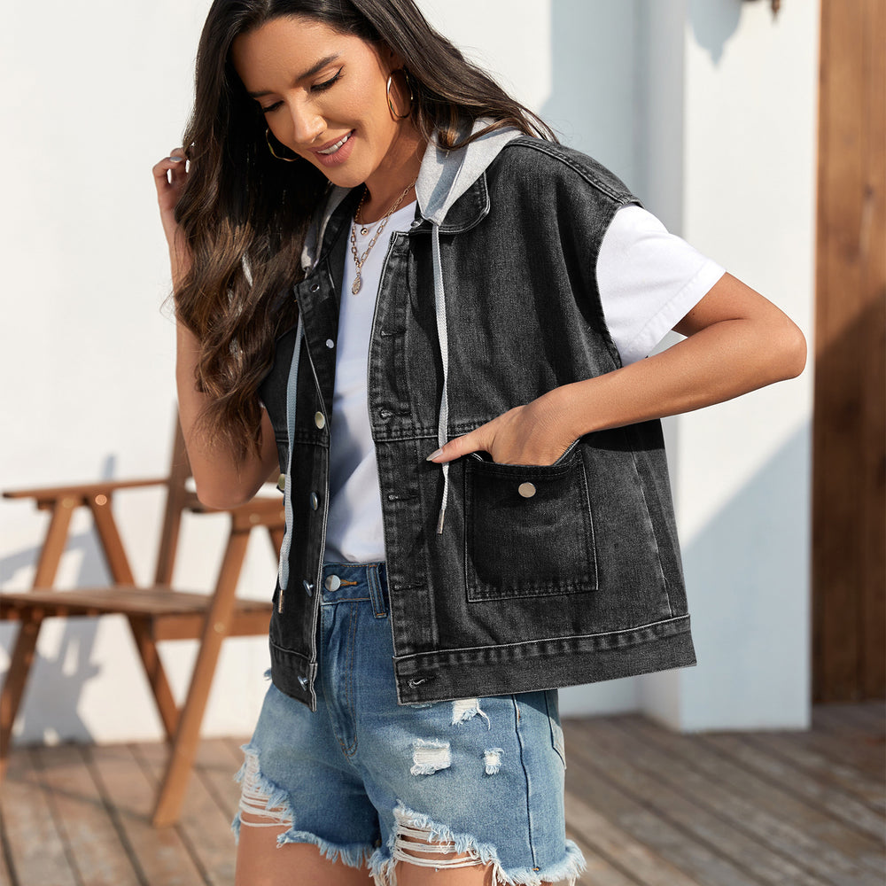 Ebay fashion cross-border trade  new arrivalretro denim slim fit washed vest outwear casual waistcoat women