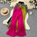 K-stylehigh waistdrapedknitting elastic waist wide leg pants women's spring and summerwork clothing styleeasiest for match silm bootcutpants