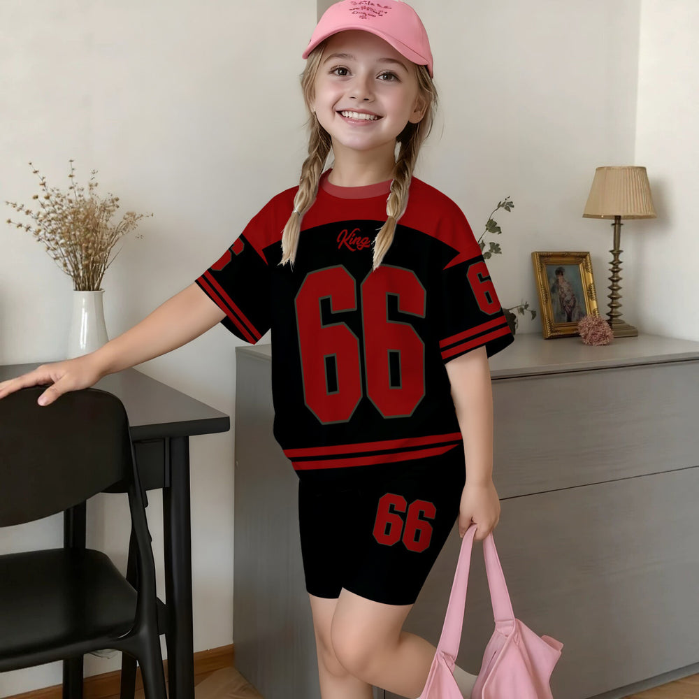 Wholesale girls' clothing: versatile t-shirt and shorts set - casual two-piece outfit, ready stock, direct supply