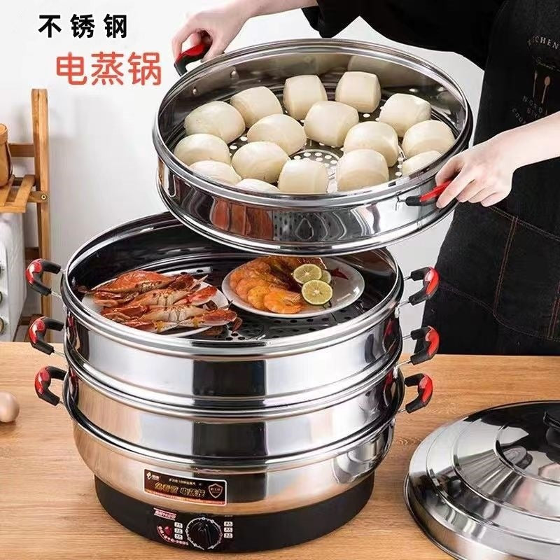 Steamer Electric Steamer Large Capacity King Size Five-layer High-grade Button Meat Electric Steamer Household Automatic Multi-layer Foreign Trade