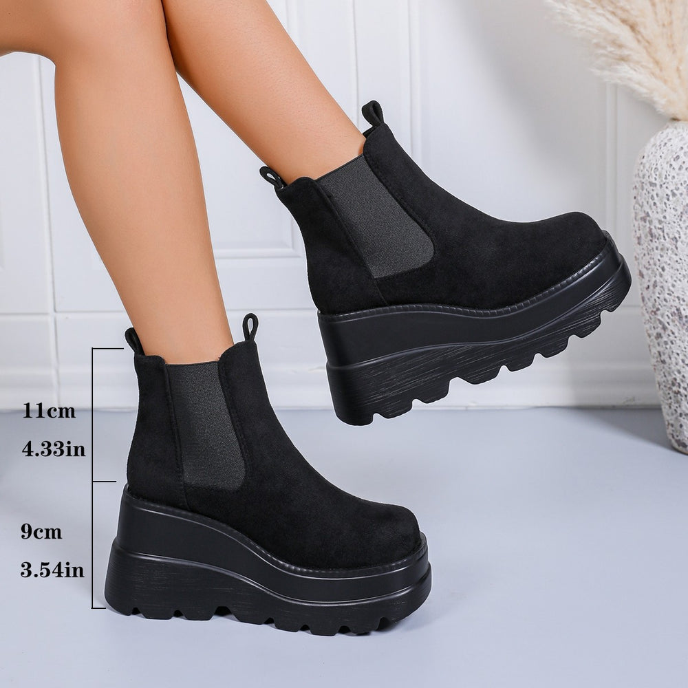 European style  autumn new retro soft leather martin boots women's chunky heel platform ankle boots fashion boots