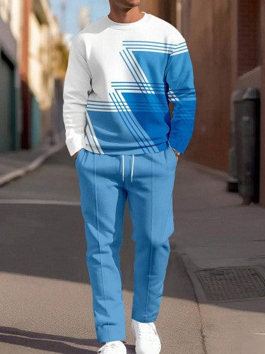 cross-border e-commerce 3d digital print men's autumn/winter new casual fitted long-sleeve hoodie and pants set