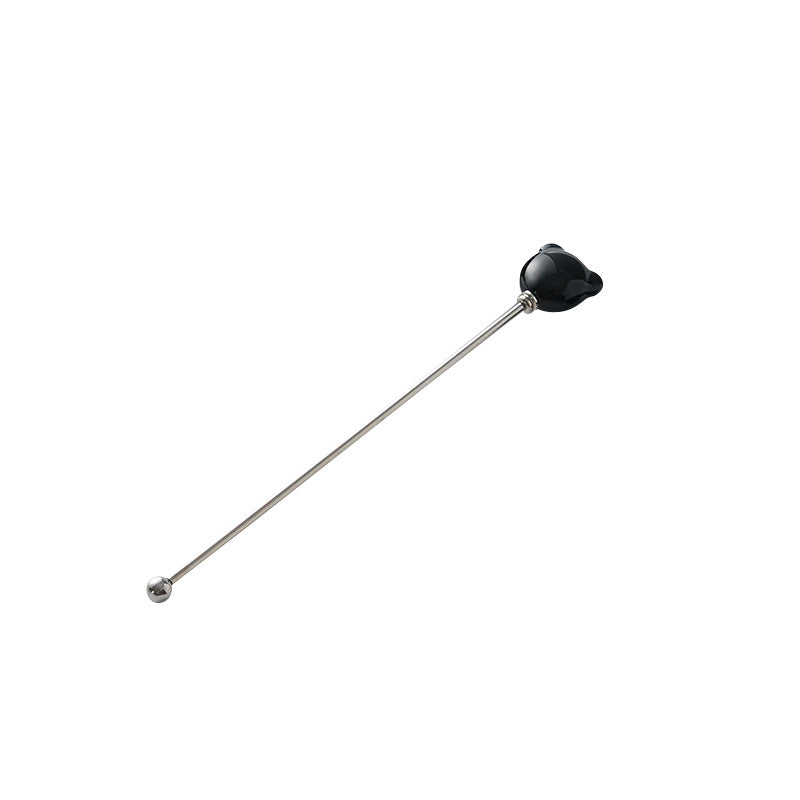 Candy-colored ceramic bear head stirring stick - anti-scald, high-style coffee stirrer & 304 stainless steel wine stirrer