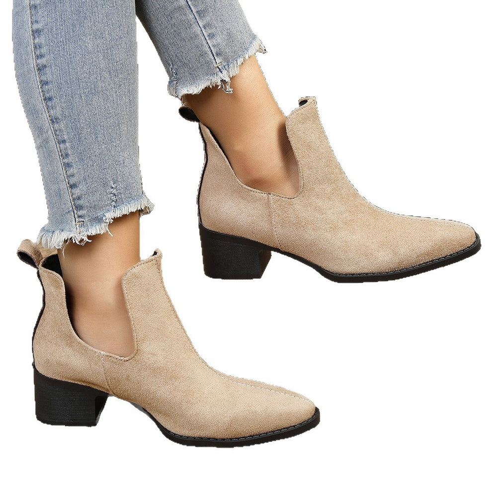 Exportplus sizefall and winternew arrival pointed toe chelsea boots thick heel boots women's suede british style fashion boots