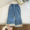 new year's collection: autumn/winter girls' lace-up denim pants with cute bow detail - stylish and sweet flare jeans for baby girls