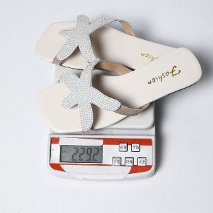Plus size women's sandals for export - vacation-ready beach sandals with starfish accents, lightweight and easy to wear, beaded slides