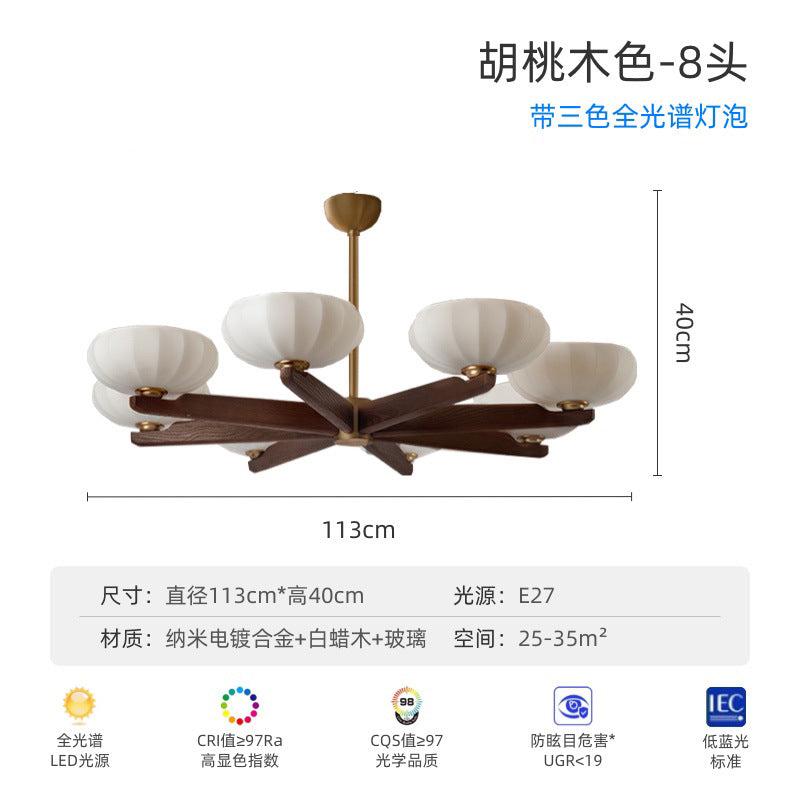 Vintage French living room light Atmospheric American dining room study eye protection light Walnut high-end bedroom chandelier