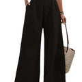 european and american cross-border  autumn new women's pocket high-waisted fashionable versatile wide-leg trousers commuting pants