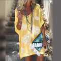 european and american export women's elegant v-neck short sleeve lace patchwork printed dress