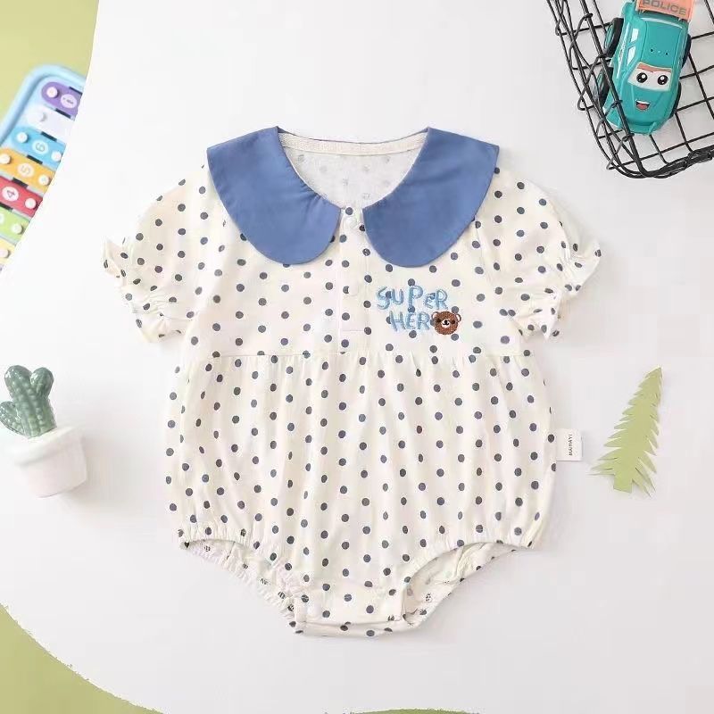 Newborn summer casual short-sleeve outfit, full-month baby triangle bodysuit, baby fashion romper, harem pants