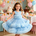 Flower girl dress baby birthday first birthday princess dress holiday party girl princess dress gauze dress tutu skirt ready stock