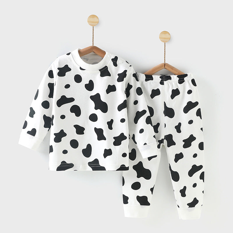 Wholesale autumn/winter baby thermal underwear sets for boys and girls, pure cotton newborn infant home wear - dropshipping available