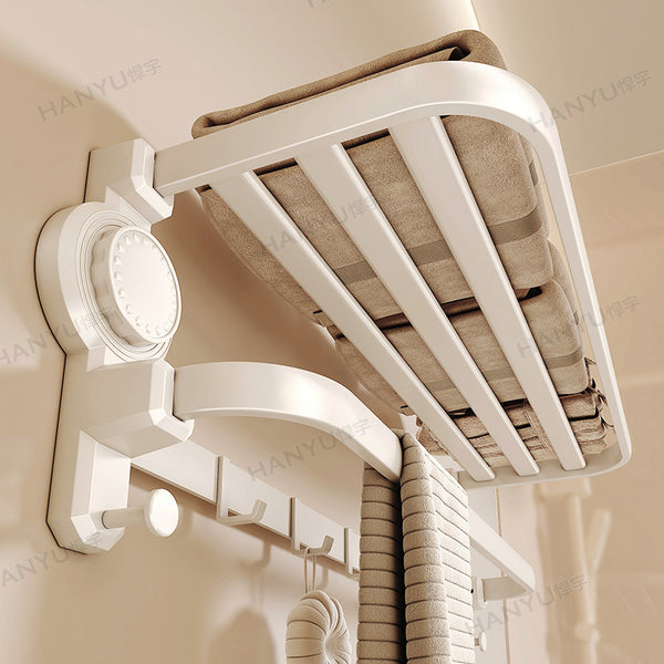Milk white suction cup towel rack, bathroom non-punching bath towel rack, bathroom rack, toilet storage hanging rod set.