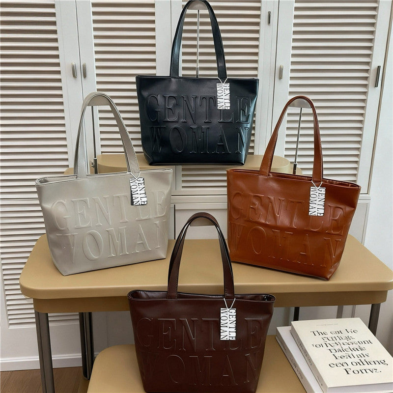 Thailand gentle woman handbag women's bag large capacity letter embossed tote bag cross-border new single shoulder bag