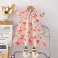 Girls' modern cheongsam dress - summer floral bunny print fashionable chinese style baby dress