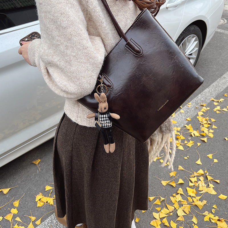 Simple retro tote bag women's 2025 new winter large-capacity versatile shoulder bag premium commuter bag