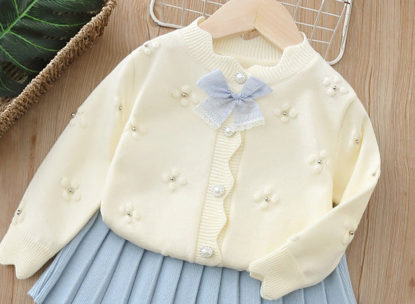 Girls' cardigan set - new autumn  collection: adorable girls' sweater and skirt set