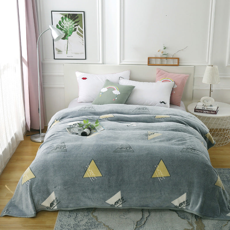 Snowflake fleece blanket Farai fleece sheet person double gift thickened coral fleece autumn and winter sleeping lunch break blanket wholesale