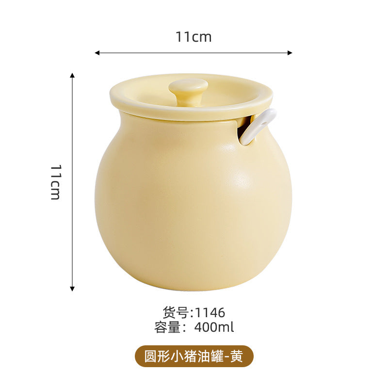 Accessible luxury lard filled ceramic kitchen seasoning storage jar multi-purpose seasoning jar with spoon for home chili jar wholesale