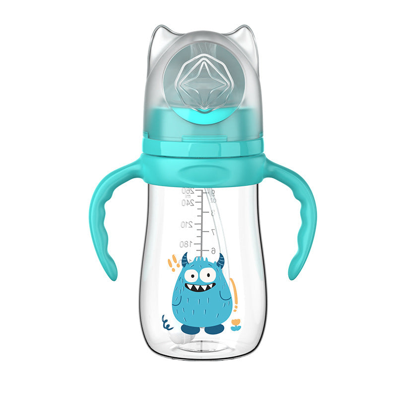 English boxed baby bottle anti-drop and leak-proof wide diameter pp bottle with handle anti-choking and anti-flatulence bottle wholesale