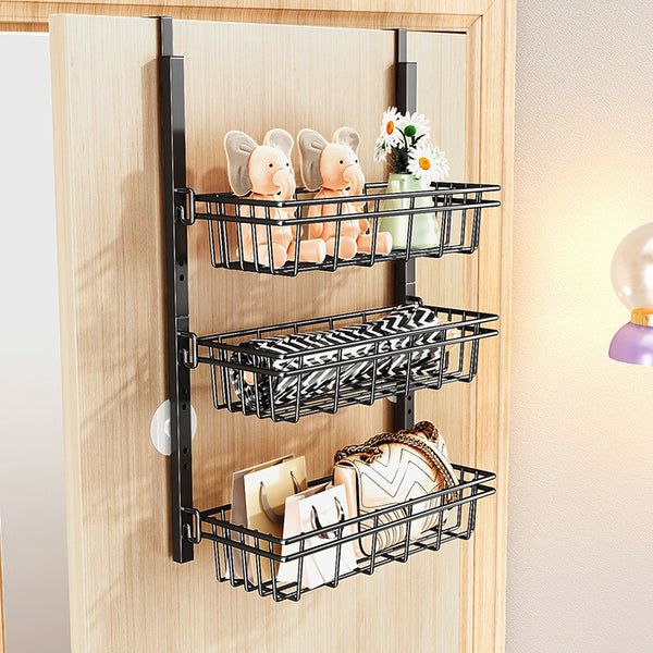 Adjustable door hanging basket rack bathroom kitchen sundries basket door hanging basket multi-layer non-punching storage basket