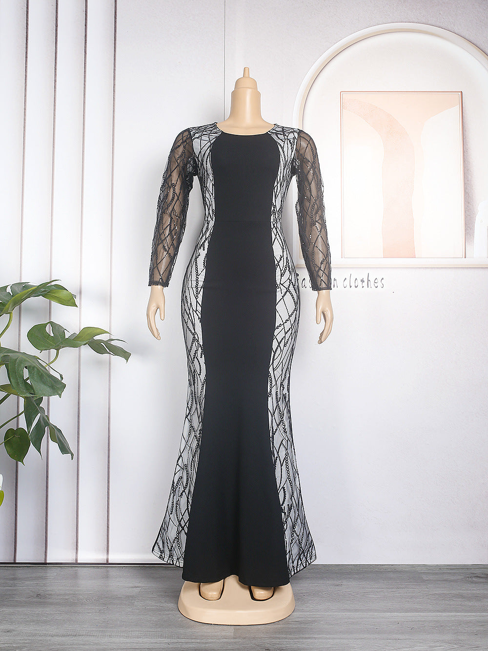 new european and american style evening gown dress, african women's clothing,  slimming and figure-flattering floor-length maxi dress