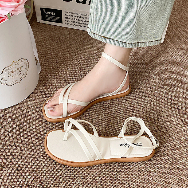 2025 new collection women's thong sandals - summer outdoor wear, flat roman sandals, one-strap flip-flops, women's footwear for export