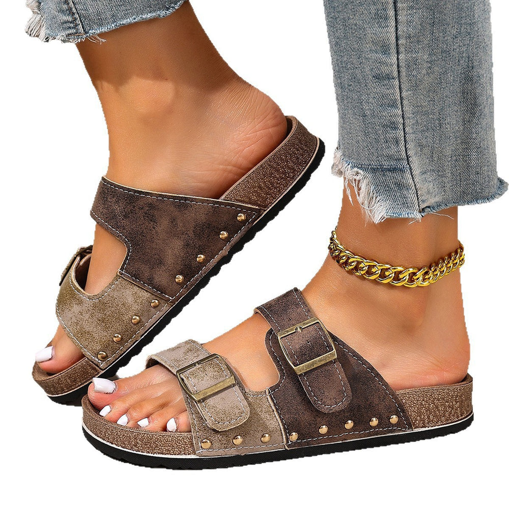 Wholesale plus size double-breasted platform slippers - new summer collection, european & american style, unisex round toe birkenstock sandals