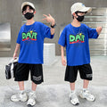 Boys'  new student ice silk clothing set - summer sports outfit for teenagers: cool and trendy short-sleeve t-shirt and shorts