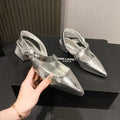 2026 korean style spring/summer versatile new retro fashion pointed toe slingback chunky heel elegant sandals for women