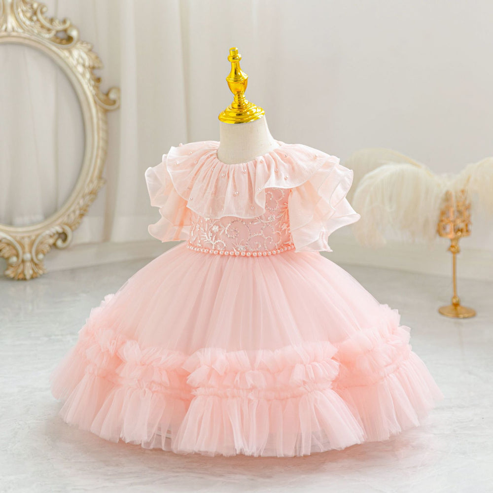 New arrival kids dress beads wedding dress princess cake dress baby girl birthday party dress kids dress