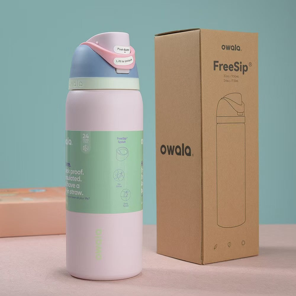 Amazon owala fruit cup large capacity 304 stainless steel vacuum thermos cup portable satchel sports water cup