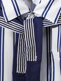new autumn cross-border girls' striped shirt with color block shawl + straight-leg jeans three-piece set
