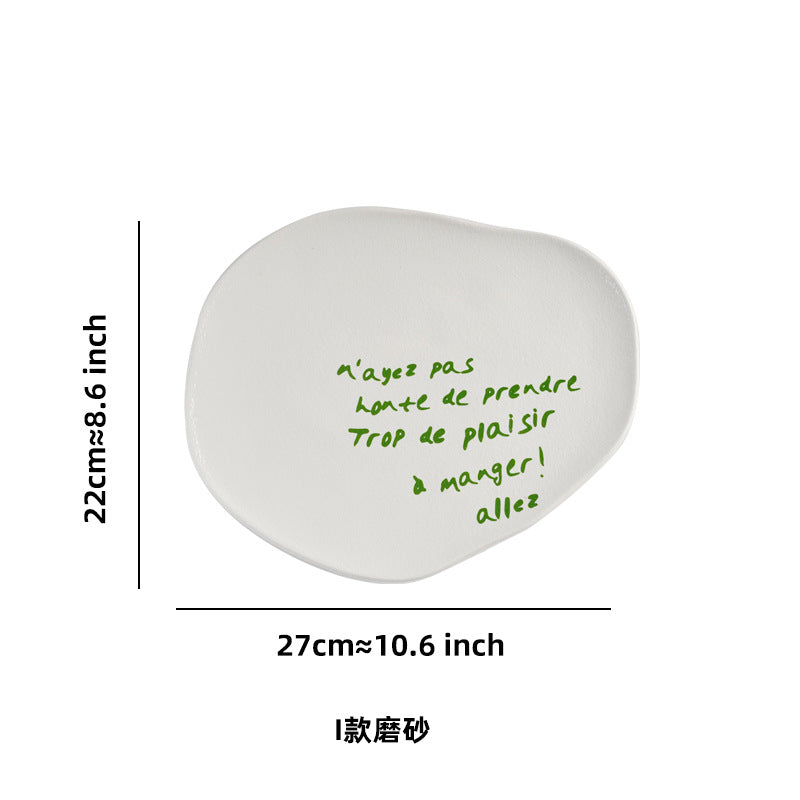 Stylishasymmetrical ceramic tray restaurant hotel casual style food plate high-looking breakfast plate photo props