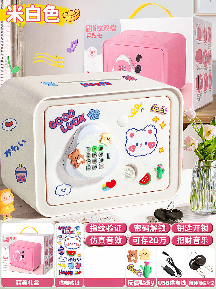 Piggy Bank 2024 New Children's Girls Only Can't Get In Safe Cabinet Boys Large Capacity Password Box Savings