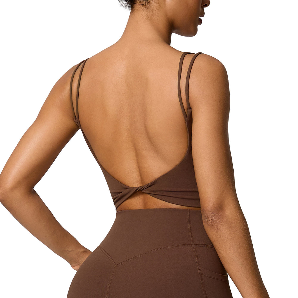 European and american new style camisole yoga top women's sexy backless shockproof sports bra running fitness activewear