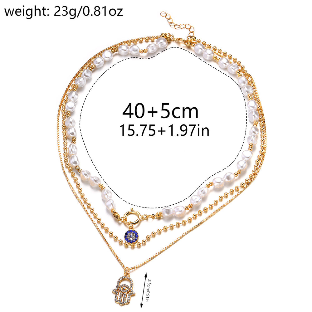Pearl necklace wholesale - new european & american cross-border style - alloy diamond pendant - women's accessories - niche, high-end, statement jewelry