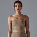 New women's one-piece bandeau sports bra - ruched, anti-exposure, seamless, perfect for running, fitness, and yoga