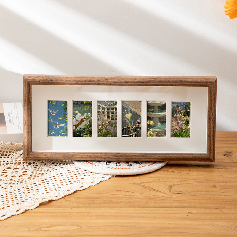 Nordic wooden multi-grid shell specimen photo frame 6-hole hollow table handmade DIY three-dimensional cardboard decorative ornament