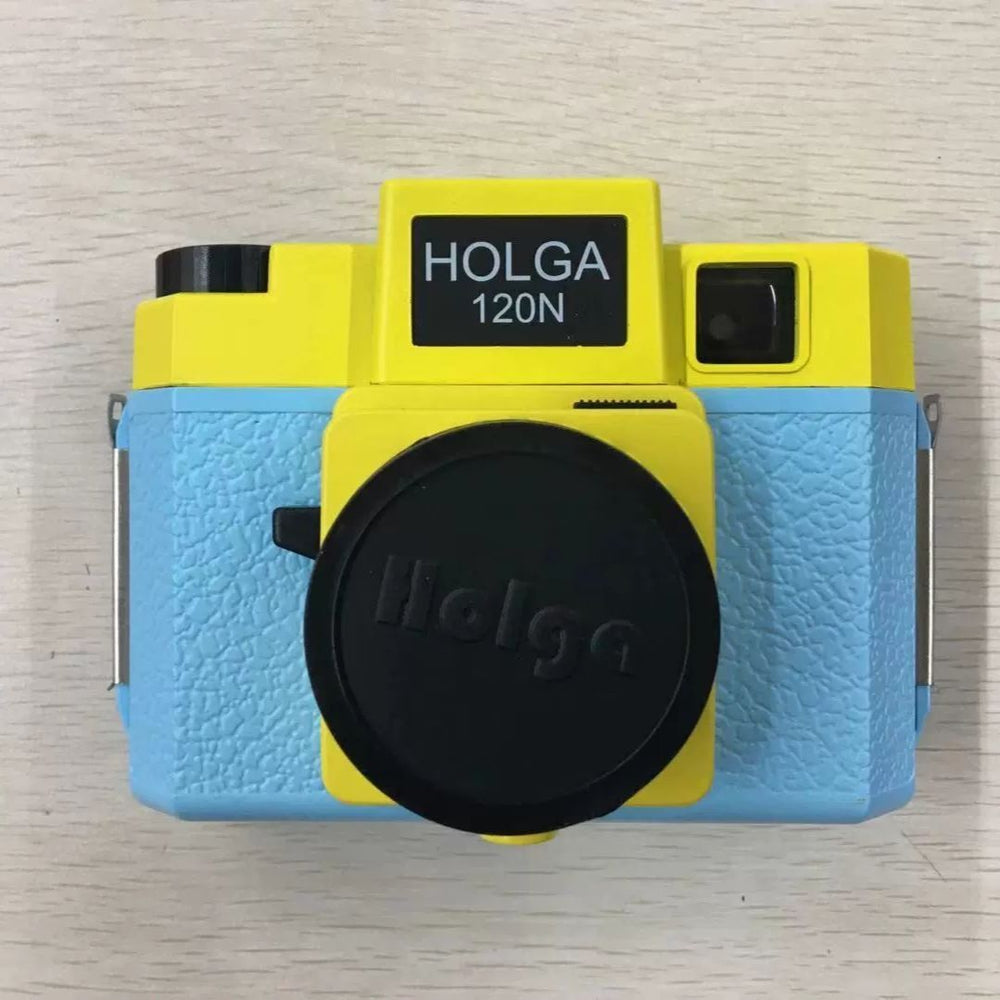 Holga 120n color film camera - leaky master, black plastic resin slr, compatible with color flash