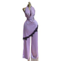 European and american cross-border women's fashion  summer new arrival: elegant halter lace trim asymmetrical top and pants set
