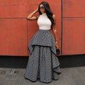 European and american cross-border african women's fashion  summer new style: trendy plaid design, slimming a-line long midi skirt
