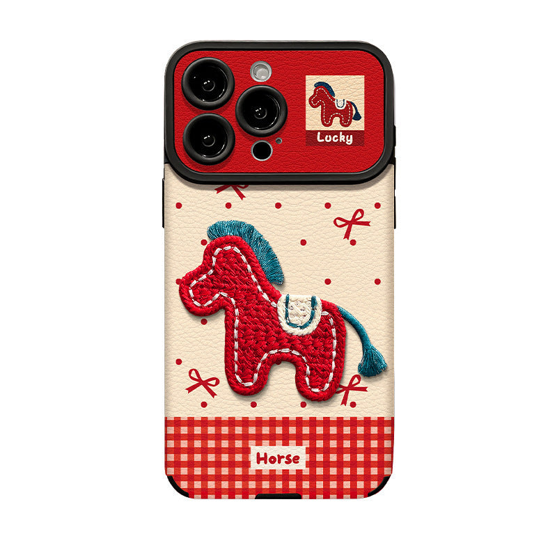 Horse year new year mobile phone case suitable for apple 17 anti-fall mobile phone case leather iphone16promax protective case 15