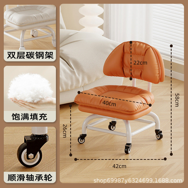 Raised universal wheel, small stool, silent backrest chair, pulley, low stool with baby bench, beautiful seam stool, shoe change household