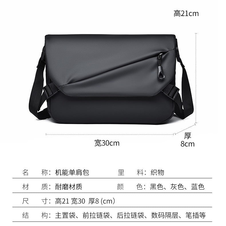 Cross-border new men's large-capacity casual bag, outdoor sports fashion leather film, shoulder messenger bag, one piece will be sent on behalf of others.