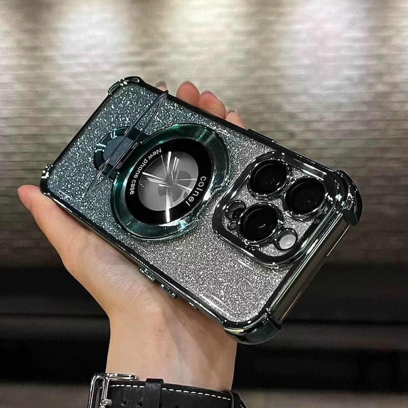 Four-corner airbag anti-fall suitable for apple 17 mobile phone case iphone 16 excellent shield magnetic holder glitter protective cover 15