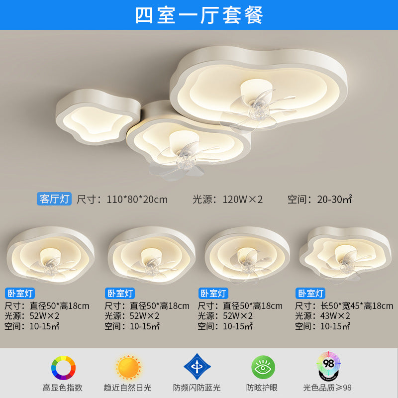 Whole House Lighting Package Nordic Creative Cloud Bedroom Light Modern Simple Light Luxury Moving Head Fan Light Living Room Light